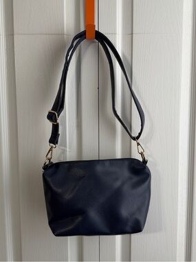 IMO blue faux leather adjustable crossbody